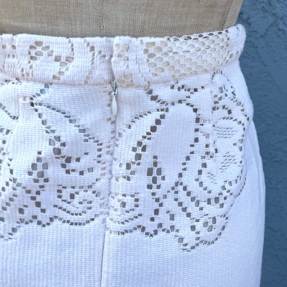 Sea NY Lace Eyelet Pencil Skirt Size 2 Wedding bridal Dainty Victorian Coquette - Picture 5 of 9